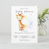 whimsical digital giraffe baby shower 招待状 (スタンド正面)