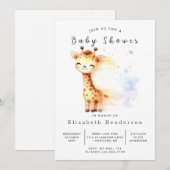 whimsical digital giraffe baby shower 招待状 (正面/裏面)