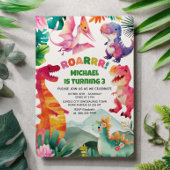 Whimsical Dinosaur Dig Fossil Dino Kids Birthday  招待状