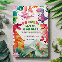 Whimsical Dinosaur Dig Fossil Dino Kids Birthday  招待状