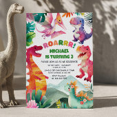 Whimsical Dinosaur Dig Fossil Dino Kids Birthday  招待状