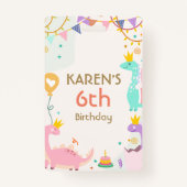  whimsical dinosaur princess birthday バッジ (裏面)