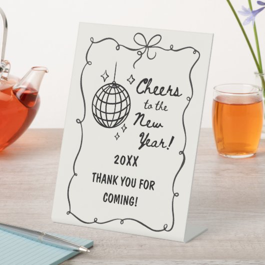 Whimsical Disco Ball New Year's Eve Party 台座サイン (インサイチュ)