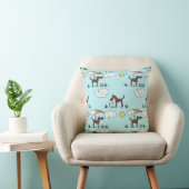 Whimsical Dog and Horse Pattern Throw Pillow - Cut クッション (椅子)