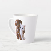 Whimsical Dog Cat Illustration カフェラテマグ (左アングル)