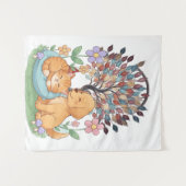 Whimsical Dog & Cat Tapestry – Colorful Nature Wal タペストリー (正面(横))