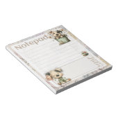 Whimsical Dog Flower Bucket – Pastel Garden Design ノートパッド (アングル)