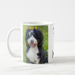 Whimsical dog in grass saying "I love my Pop Pop!" コーヒーマグカップ