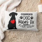Whimsical Dog Kisses Fix Everything Heart ランバークッション (ブランケット)