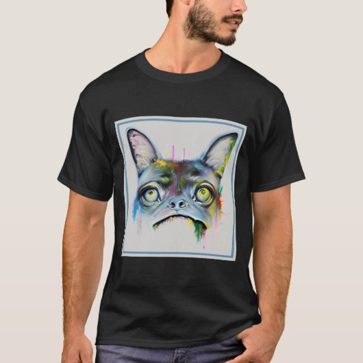"Whimsical Dog Portrait with Artistic Splashes" Tシャツ (正面)