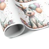 Whimsical Dog Watercolor Birthday Invitation ラッピングペーパー (ロールコーナー)