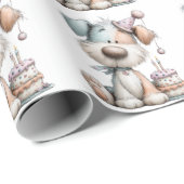 Whimsical Dog Watercolor Birthday Invitation ラッピングペーパー (ロールコーナー)