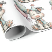 Whimsical Dog Watercolor Birthday Invitation ラッピングペーパー (ロールコーナー)