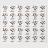 Whimsical Dog Watercolor Birthday Invitation ラッピングペーパー (フラット)