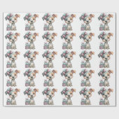 Whimsical Dog Watercolor Birthday Invitation ラッピングペーパー (フラット)