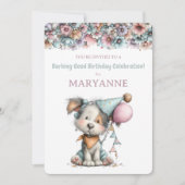 Whimsical Dog Watercolor Birthday Invitation 招待状 (正面)