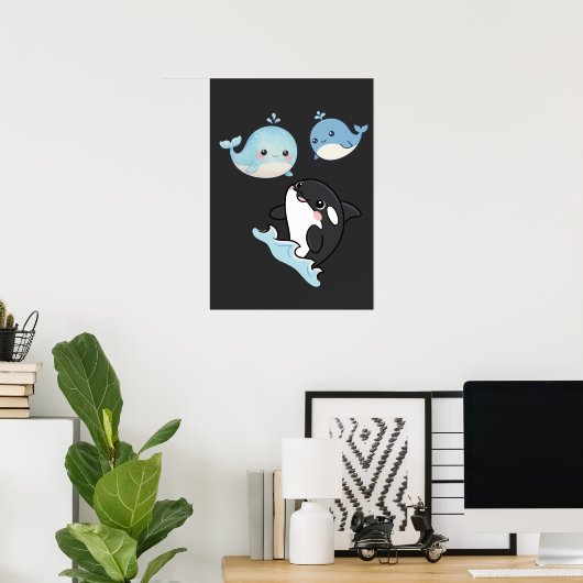 Whimsical Dolphin Trio Poster | Friendship Art ポスター (ホームオフィス)