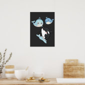 Whimsical Dolphin Trio Poster | Friendship Art ポスター (キッチン)