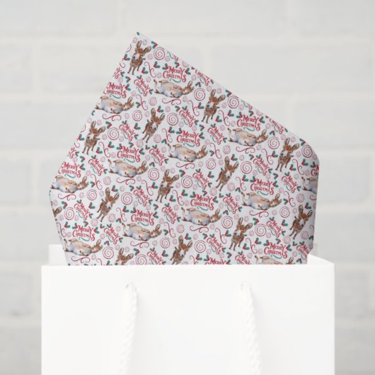 Whimsical Donkey Christmas Tissue Paper 薄葉紙 (ギフトバッグ)