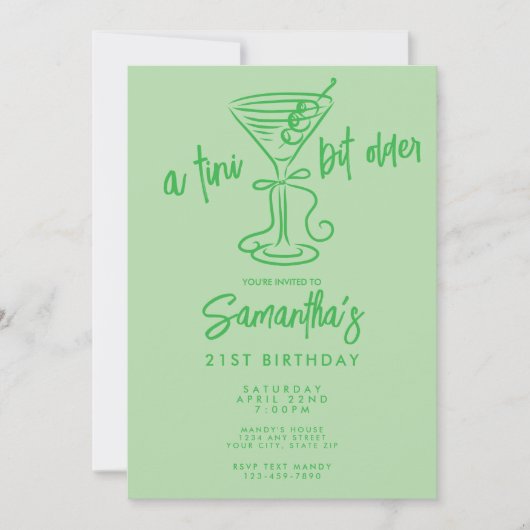 Whimsical Doodle A Tini Bit Older 21st Birthday 招待状 (正面)