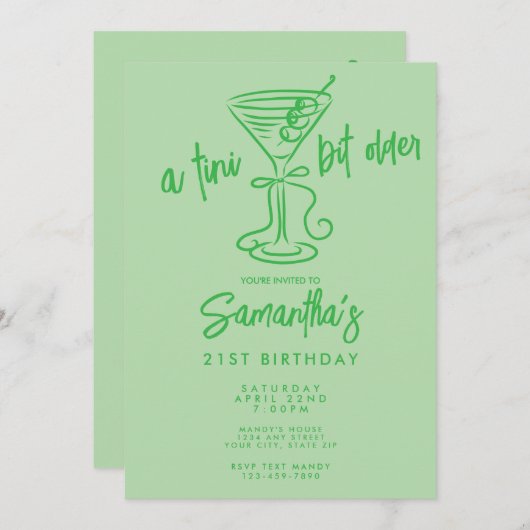 Whimsical Doodle A Tini Bit Older 21st Birthday 招待状 (正面/裏面)