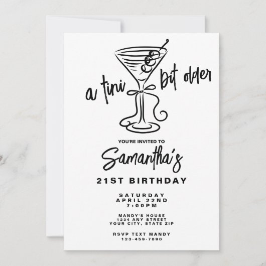 Whimsical Doodle A Tini Bit Older 21st Birthday 招待状 (正面)