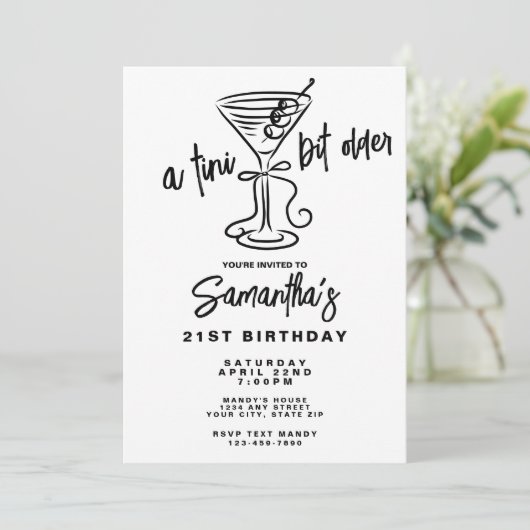 Whimsical Doodle A Tini Bit Older 21st Birthday 招待状 (スタンド正面)