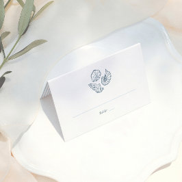 Whimsical Doodle Blue Wedding Guest Table Number プレイスカード