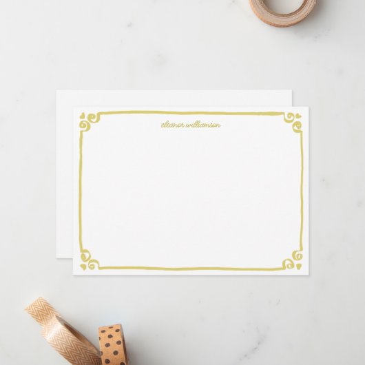Whimsical Doodle Border Personalized Stationery ノートカード (正面/裏面インサイチュ)