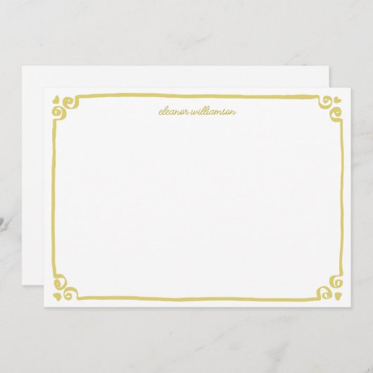 Whimsical Doodle Border Personalized Stationery ノートカード (正面/裏面)