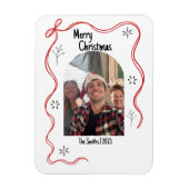 Whimsical Doodle Christmas Card with Photo マグネット (縦)