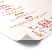 Whimsical Doodle Food Drawing Wedding ポスター (角)