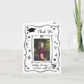 Whimsical Doodle Graduation Photo Frame サンキューカード (正面)