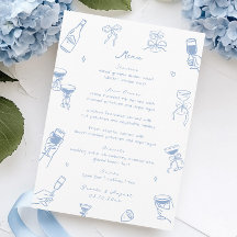  Whimsical Doodle Hand Drawn Dusty Blue Wedding