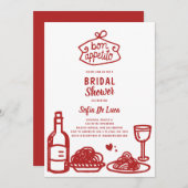 Whimsical Doodle Italian Bridal Shower 招待状 (正面/裏面)