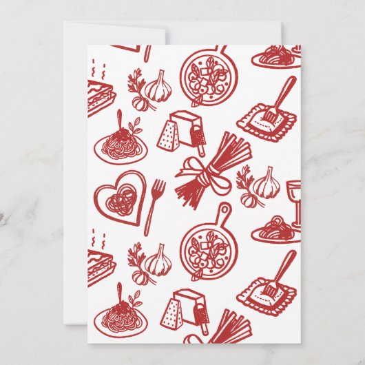 Whimsical Doodle Italian Pasta Bridal Shower 招待状 (裏面)