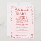 Whimsical Doodle Let's Brunch Baby Shower 招待状 (正面)