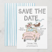 Whimsical Doodle Quirky Save the Date  セーブザデート (正面/裏面)