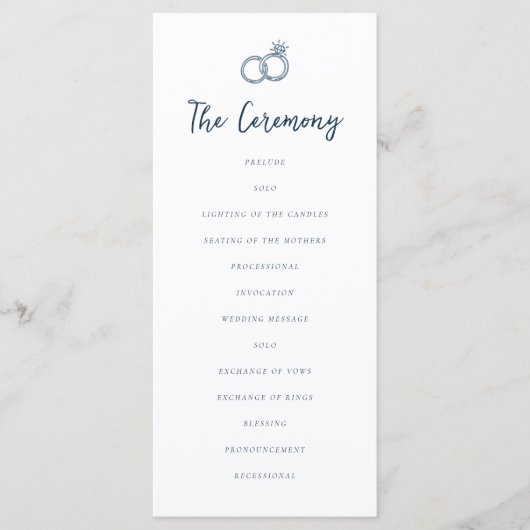 Whimsical Doodle Retro Light Blue Wedding プログラム (正面)