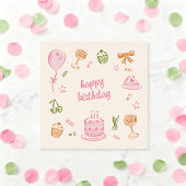 Whimsical Doodle Sketches Happy Birthday カード
