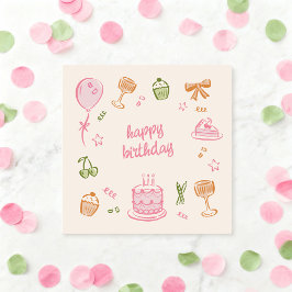Whimsical Doodle Sketches Happy Birthday カード