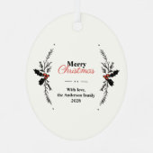 Whimsical Doodles Christmas Family Photo メタルオーナメント (裏面)