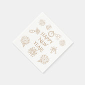 Whimsical Doodles Gold Happy New Year スタンダードカクテルナプキン (角)