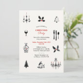 Whimsical Doodles Hand-Drawn Christmas Party  招待状 (スタンド正面)