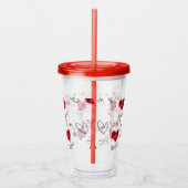 Whimsical Doodles Hand Drawn Valentines Day  アクリルタンブラー (右)