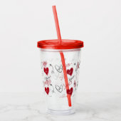 Whimsical Doodles Hand Drawn Valentines Day  アクリルタンブラー (左)