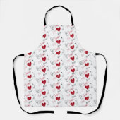 Whimsical Doodles Hand Drawn Valentines Day  エプロン (正面)