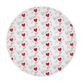 Whimsical Doodles Hand Drawn Valentines Day  カッティングボード