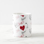 Whimsical Doodles Hand Drawn Valentines Day  コーヒーマグカップ (中央)