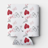 Whimsical Doodles Hand Drawn Valentines Day 缶クーラー (裏面)